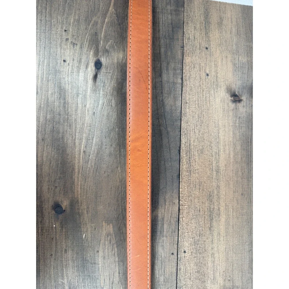 Leather Belt Brown Gunmetal Cross Buckle Casual Western Handmade Style 1.5